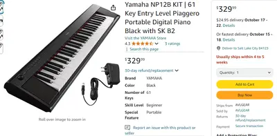 Yamaha Piaggero NP-12 61-Key Lightweight Portable Keyboard - Thumbnail 9